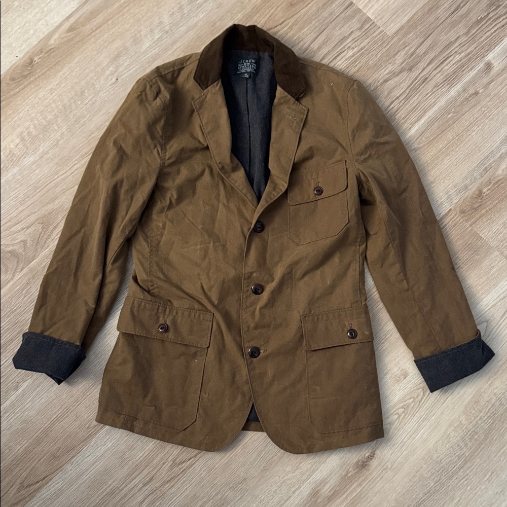 J. Crew Wax Cotton blazer sport overcoat Jacket Lined Men's XS